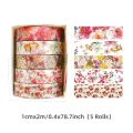 RHS Online 5 Rolls Spring Flower Romantic Series Washi Tape Masking Tapes Decorative Sticky Tape for Journaling Diary DIY Crafts Scrapbook.