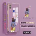 TA for Redmi Note 7 Note 7 Pro Back Cover + Free Lanyard Happy Girl Luxury 6D Plating Case Side Pattern Soft Silicone Square Phone Cases. 