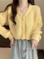 ITOOLIN Women Sweater Cardigan V-Neck Button Up Casual Knit Sweater Coat Sweet Cardigan Coat For Women 2023 Autumn Winter.