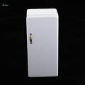 White Wood Refrigerator Fridge Freezer Dolls House Kitchen Decor 1/12 Scale.