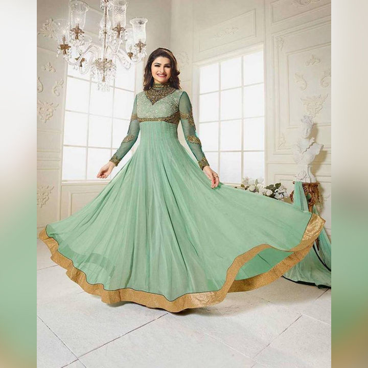 Dark Sea Green Georgette Semi Stitched Gown for Women Daraz .bd