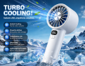 Portable Handheld Turbo Fan, 5 Gear Wind, Battery Operated, Up to 12 Working Hours, Hand Fan with Air Turbo Tech.