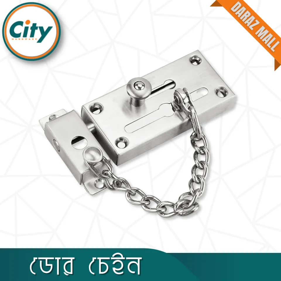 Stainless Steel Door Chain With Bolt Top Security Wooden Door Lock SS