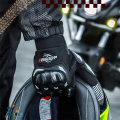 Motorcycle Racing Leather & Fabric Screen Touch Function Full Finger Gloves Bike Safety For BIKER. 