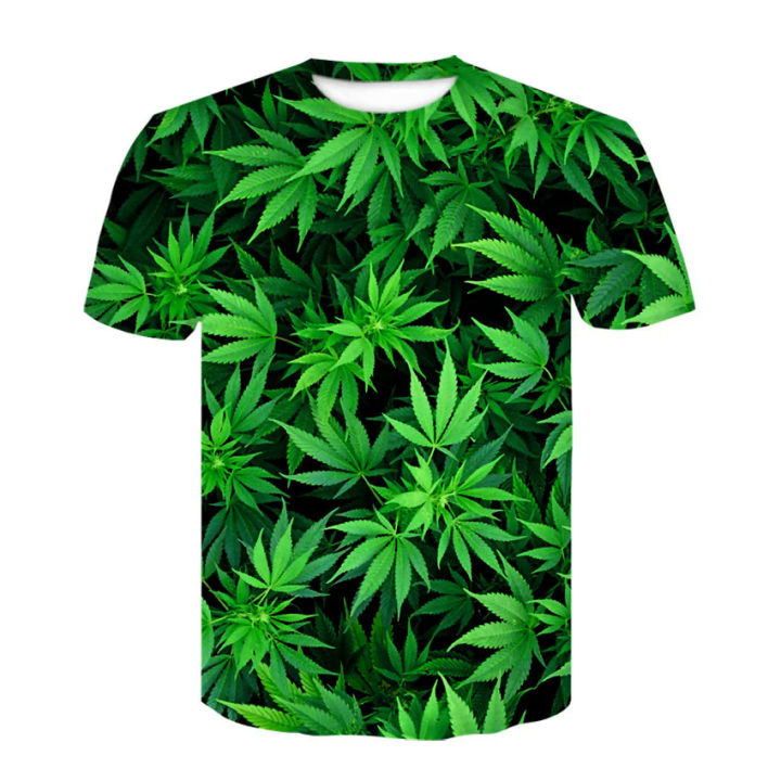 Funny Natural Weeds Cool Fresh Green Weed Leaves Print 3D T-shirt Cool Man's Top Tee Summer aesthetic gym clothing dropshiping