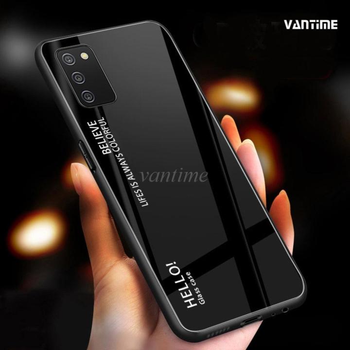 Vantime for Samsung Galaxy A03S Case Gradient Phone Back Hard Glass Cover