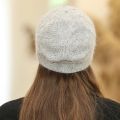 New Women Winter Hat Streetwear Rabbit Fur Blend Warm Cap Fashion Decorate Beanie Hat For Female Casual Knitted Hat. 