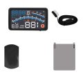 Car Flat Monitor OBDII EUOBD 5.5Inch Windshield Projector HUD Display Water Temperature Change Reminder. RPM KM/H Easy to Use. 