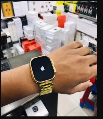 Watch 8 Ultra Gold Edition Smartwatch with Sports Mode 49MM Gold and Orange/Black Belt Smartwatch With **ple Logo