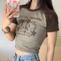 Women T-Shirt Y2k Crop Tops Tees Cat Print Slim Graphic Summer Korean Fashion Harajuku Streetwear Short Sleeve Aesthetic Clothes. 