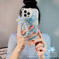 Cute 3D Rainbow Bear Ear Flower Transparent Hang Phone Chain Silicone Case for iphone 15 14 Pro Max 13 12 11 X XR XS Soft Cover.