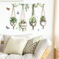 GC 2pcs Succulent Plants Wall Stickers, Removable Potted Plant Wall Decals Peel And Stick, Floral Leaf Decor Art DIY Sticker Wallpaper Supplies For Living Room. 