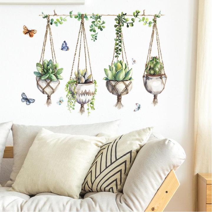 GC%202pcs%20Succulent%20Plants%20Wall%20Stickers,%20Removable%20Potted%20Plant%20Wall%20Decals%20Peel%20And%20Stick,%20Floral%20Leaf%20Decor%20Art%20DIY%20Sticker%20Wallpaper%20Supplies%20For%20Living%20Room%20-%20Image%203