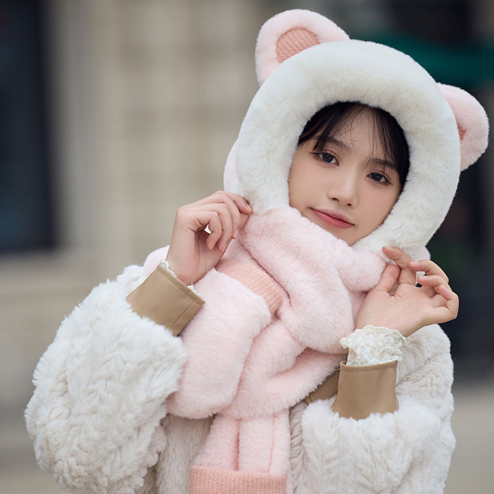 Bear%20hat,%20scarf,%20gloves,%20one-piece%20three-piece%20set%20for%20women,%20autumn%20and%20winter,%20Korean%20version%20of%20students,%20cute%20thickened%20knitted%20plush%20hat%20-%20Image%204