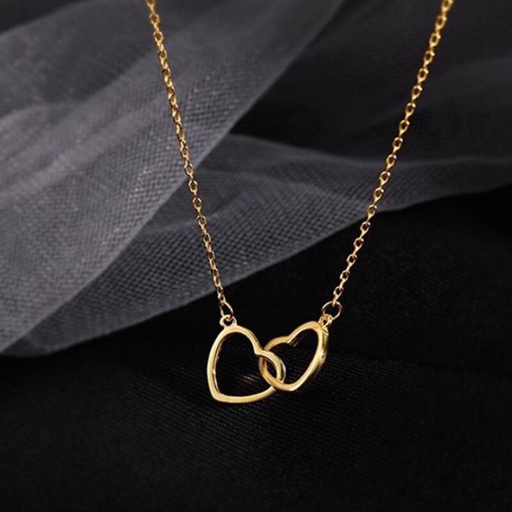 Interlocked%20Double%20Heart%20Necklace%20Stainless%20Steel%20Hollow%20Heart%20Pendant%20Clavicle%20Necklace%20Women%20Sisters%20Jewelry%20-%20Image%203