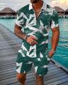 2023 Summer New Sports Suit Men 3d Printed Casual Short Sleeve T Shirt Men's Lapel Zip Polo Shirt Men's Clothing Tracksuit. 