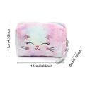 Cartoon Plush Cat Cosmetic Bag Women Colorful Makeup Pouch Portable Toiletry Bag Travel Organizer Female Beauty Case.