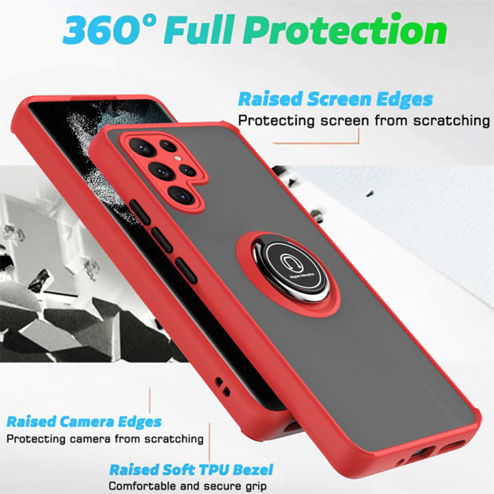 xprmy%20for%20Samsung%20Galaxy%20S23%20Ultra%20Matte%20clear%20phone%20protector%20case%20car%20magnetic%20ring%20stand%20anti-fall%20back%20cover%20-%20Image%204