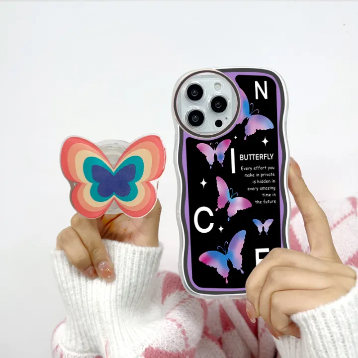 Jizetin%20for%20Huawei%20Mate%2020%20Pro%20Back%20Cover%20+%20Free%20Pop%20Socket%20Colorful%20Butterfly%20Soft%20Wavy%20Shape%20TPU%20Phone%20Case%20For%20Girls%20Boys%20-%20Image%204