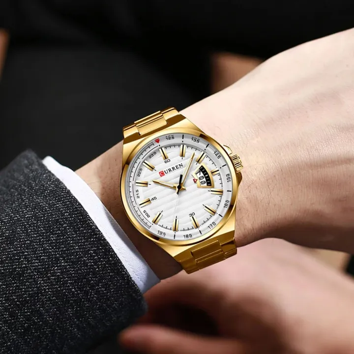 CURREN%208375%20Gold%20Stainless%20Steel%20Analog%20Watch%20For%20Men-%20Gold%20&%20White%20-%20Image%203