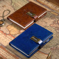【Fashion】Vint-age Journal Diary with Lock B6 PU Retro Notebook 3-Digit Combination Private Journal Line Pages Writing Gift for Boy.