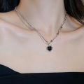 Purple Black Love Shape Pendant Necklace Heart Star Crystal Splice Chain For Women Girl Jewelry Accessories Gift 1Pcs.