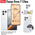 3 IN 1 Tecno Pova 7 Ultra Ceramic Tempered Glass for Tecno Pova 7 Pova7 5G Camera Lens Glass Screen Protector and Back Film.