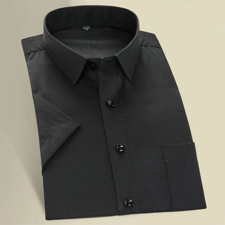 New%20Plus%20Size%209XL%208XL%20Non-ironing%20Mens%20Dress%20Shirt%20Summer%20Short%20Sleeve%20Solid%20Male%20Clothing%20Regular%20Fit%20Business%20Shirts%20Men%20Shirt%20-%20Image%203