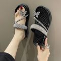 Internet-Famous Slippers Women's Summer Outerwear2023New Super Popular Platform Muffin Rhinestone Fashion Fairy Flip-Flops.