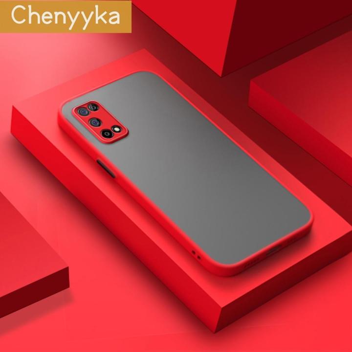 Chenyyka For Realme 7 Pro Case Transparent Frosted Hard Back Cover Lens Camera Protection Phone Case Edge Full Cover Case Fall Protection Sleeve