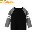 DSstyles Boys Long Sleeve Shirts Cotton Round Neck Tees Sleeve Patchwork Color T-shirt Fashionable Children's Tops. 