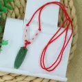 Organic Glass Popular Red Rope Beaded Pendant Wholesale Price All-Match Multiple Necklace Imitation Stone Mala Stall Temple Exhibition Hot Selling Jewelry Accessories Birthday Wedding Engagement Bridal Party Unique Gift Item for Ladies/Gents Green Color.