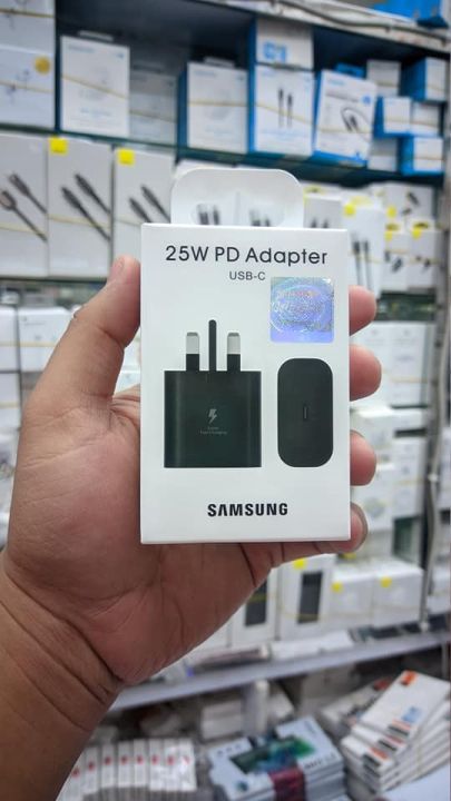 Samsung 25W Watt USB-C PD 2Pin/3Pin Fast Charging Power Adapter Made in Vietnam,Black