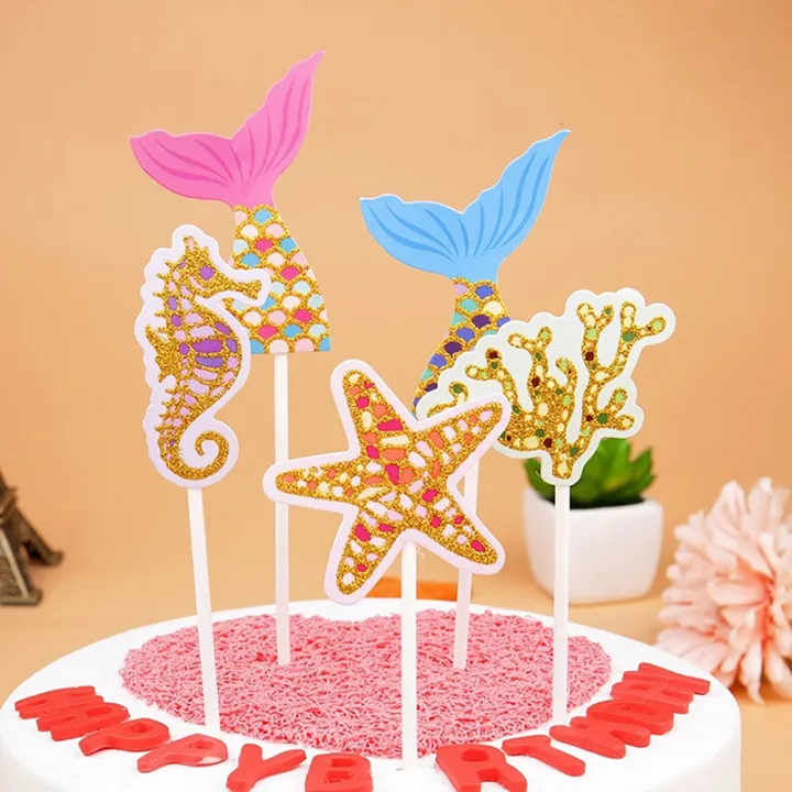 1Set%20Glitter%20Mermaid%20Tail%20SeahorseStarfish%20Cake%20Topper%20Girl%20Birthday%20Party%20Decoration%20Mermaid%20Party%20Cupcake%20Supplies%20-%20Image%205