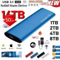 High Speed Portable SSD 1TB External Solid State Drive USB3.1 Type-C Interface Hard Drive Mass Storage Disk for Laptop/Mac/Phone.