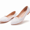 Summer Ballet Flats White Lace Bride Wedding Shoes Flat Low Heel Casual Without Heels Women Dress Pumps Sweet Women shoe.