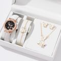 Artificial Leather Watch & Butterfly Jewelry Sets For Women Gift Item.