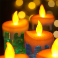 LED Christmas Candles Colour Changing LED Water Candle with Glitter Flameless LED Candle Lights Desk Table 27.5 X 8cm Rose Red.