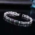 【Beiver Jewelry Store  】CWWZircons Luxury Oval Rainbow Mystic Crystal Women Fancy Bracelet Cubic Zirconia Stones CB149. 