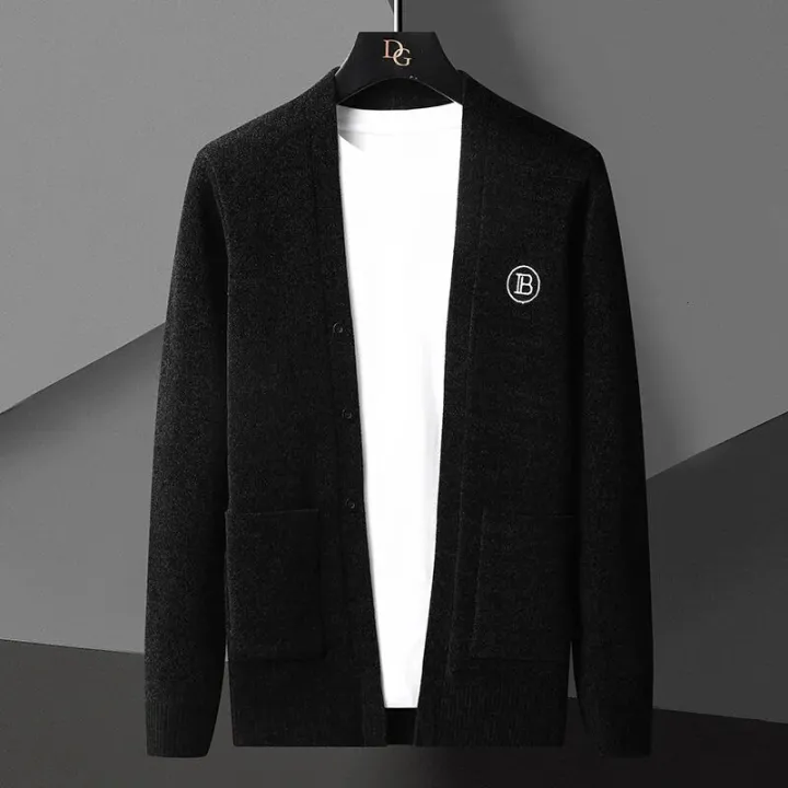 Korean%20Khaki%20Black%20Gray%20Cardigan%20Jacket%20Men%20Clothing%20Solid%20Color%20Cardigan%20Jacket%20Men%20Knit%20Casual%20Stand%20Collar%20Cardigan%20Coat%20Men%20-%20Image%203