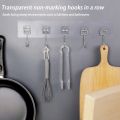 Durable PVC Waterproof Wall Mounted Towel Hook  Self-Adhesive Strong Load Bearing Hook Kitchen Multipurpose Row Bracket. 