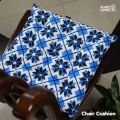 Square Chair Cushion, Cotton Fabric, Blue & Black, (20″x20″).