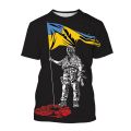 2022 Ukrainian T-shirts For Men 3d Veteran Print Ukrainian Flag Short Sleeve Tops Military T Shirt Oversized Українська футболка.