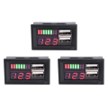 3X 12V Digital Voltmeter Voltage Battery Panel Meter for Car Motorcycle USB 5V 2A Output.