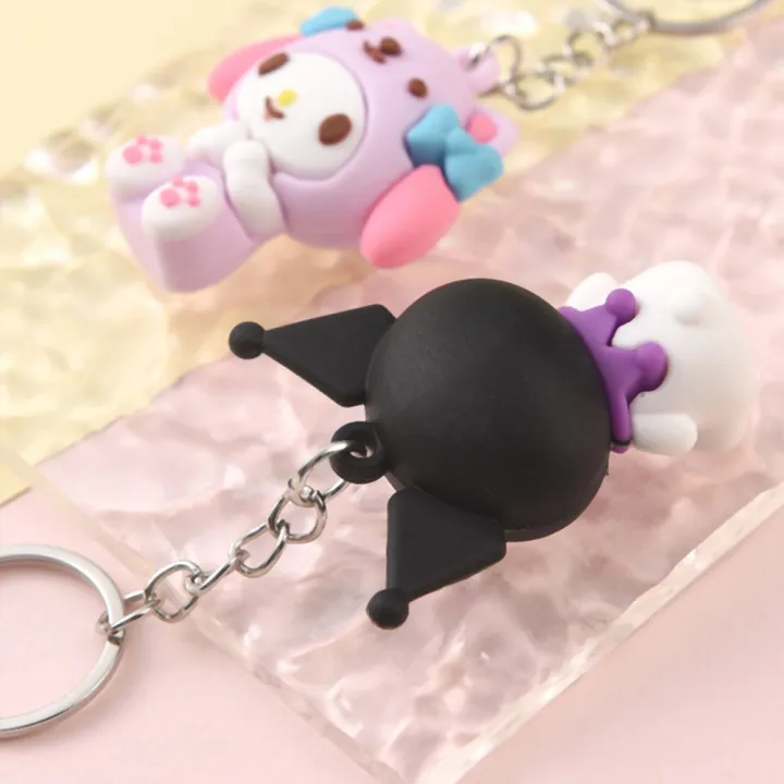 Creative%20Rubbe%20Keychain/Popular%20Cartoon%20KT%20Series%20Kuromi%20Cinnamoroll%20My%20Melody%20Hello%20Kitty%20Car%20Pendant%20Decoration%20For%20Bags/Key%20Rings%20Accessories%20-%20Image%203