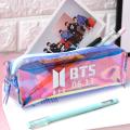 Bts Pencil Case Stationery Box Laser Transparent Large Capacity Primary School Universal Storage Bag. 