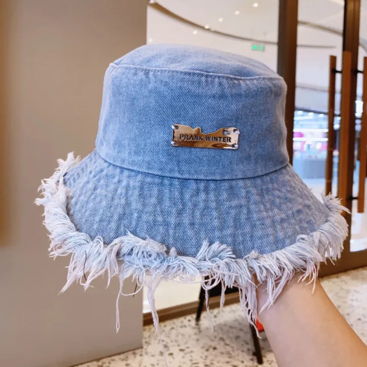 Fashionable%20Distressed%20Denim%20Fisherman%20Hat%20Women%20Washed%20Denim%20Bucket%20Cap%20with%20Tassel%20and%20Iron%20Label%20Outdoor%20Sun%20Protection%20Wide%20Brim%20-%20Image%206