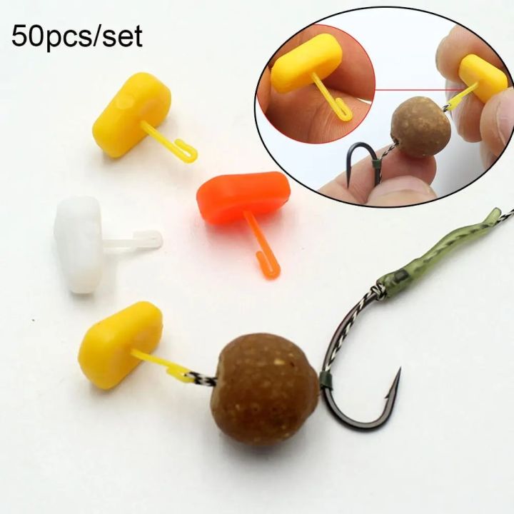 50PCS Carp Fishing Accessories Boilies Bait Stopper With Micro Fishing Hook  Corn Bait Pop Up Hair Rig Stop Fishing Tackles