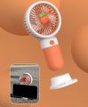 Cute vegetable and fruit handheld portable mini fan with mobile phone holder function charging fan, suitable for outdoor or indoor student dormitory office desks.. 