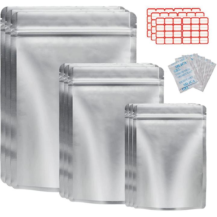 50 Pack Mylar Bags For Food Storage With Oxygen Absorbers Mylar Storage Bags Resealable Bags For Grains Legumes
